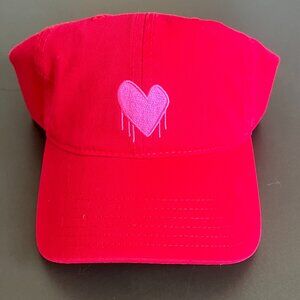 NWOT KERRI Rosenthal Drippy Heart Hat in Cherri Red, o/s